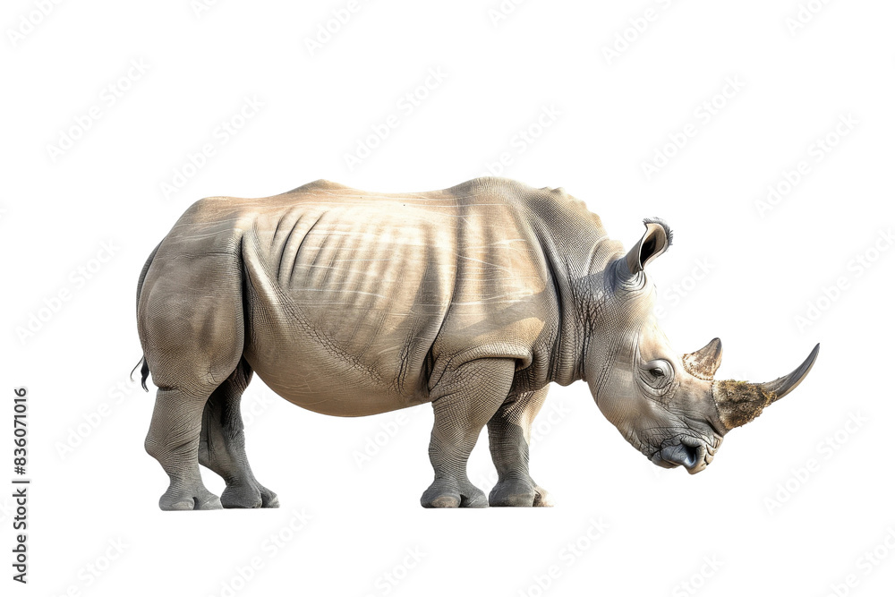 Fototapeta premium Powerful Rhino Charging Forward Isolated on Transparent Background