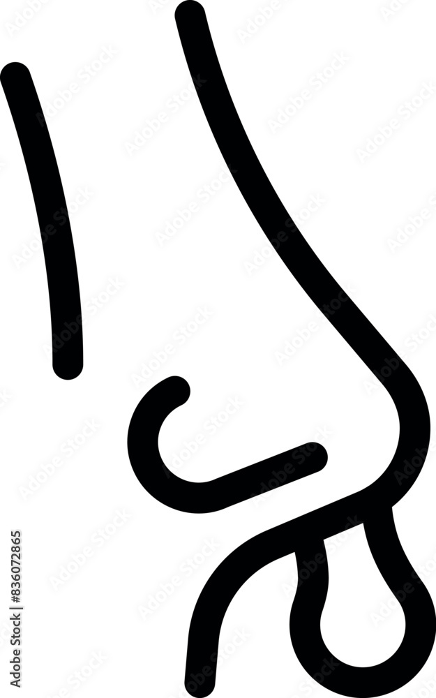 Simple, bold line drawing of a human nose, perfect for abstract design elements Simple, bold line drawing of a human nose, perfect for abstract design elements