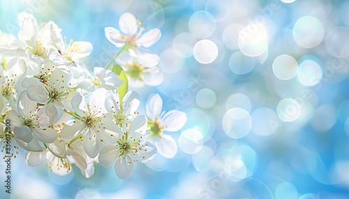Serene Beauty: Springtime Bradford Pear Tree Blossoms in Peaceful Blue Hues © Paulius