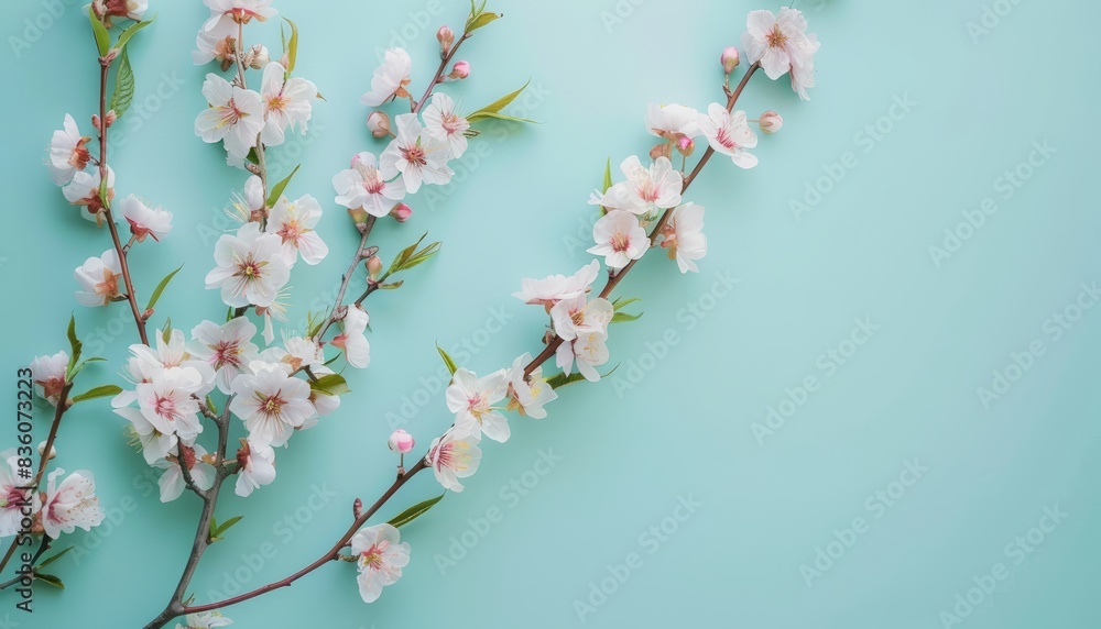 Pastel Blue Blooms: A Romantic Aesthetic in the Springtime --ar 7:4