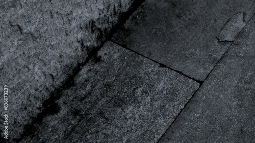 Wallpaper Mural Black or dark gray rough grainy stone texture background with geometric line feature, copy space Torontodigital.ca