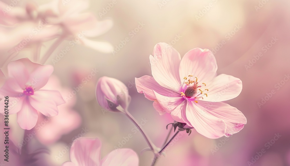 Obraz premium Pastel Pink Perfection: Soft Focus Flower in Flora Background