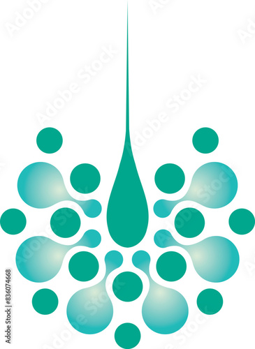turquoise color hair follicle logo isolated on white background