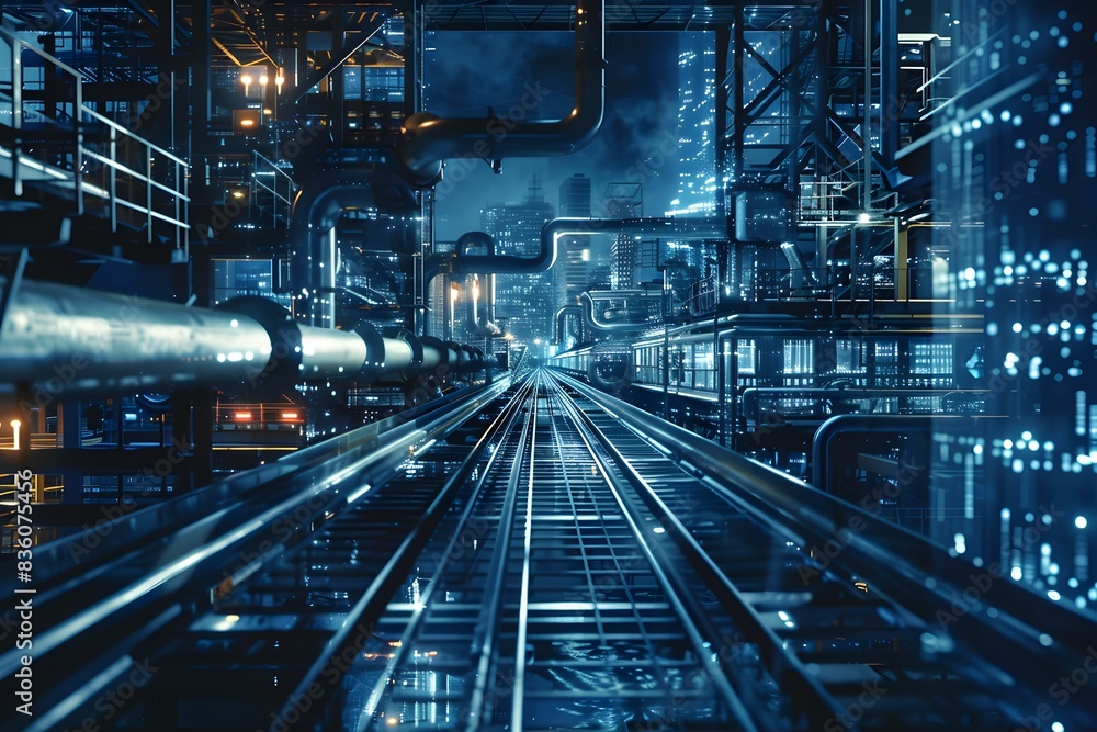 Illustration of Ensuring seamless data flow between different systems and platforms within the industrial ecosystem. Ai Generate. Illustration of Ensuring seamless data flow between different systems and platforms within the industrial ecosystem. Ai Generate.