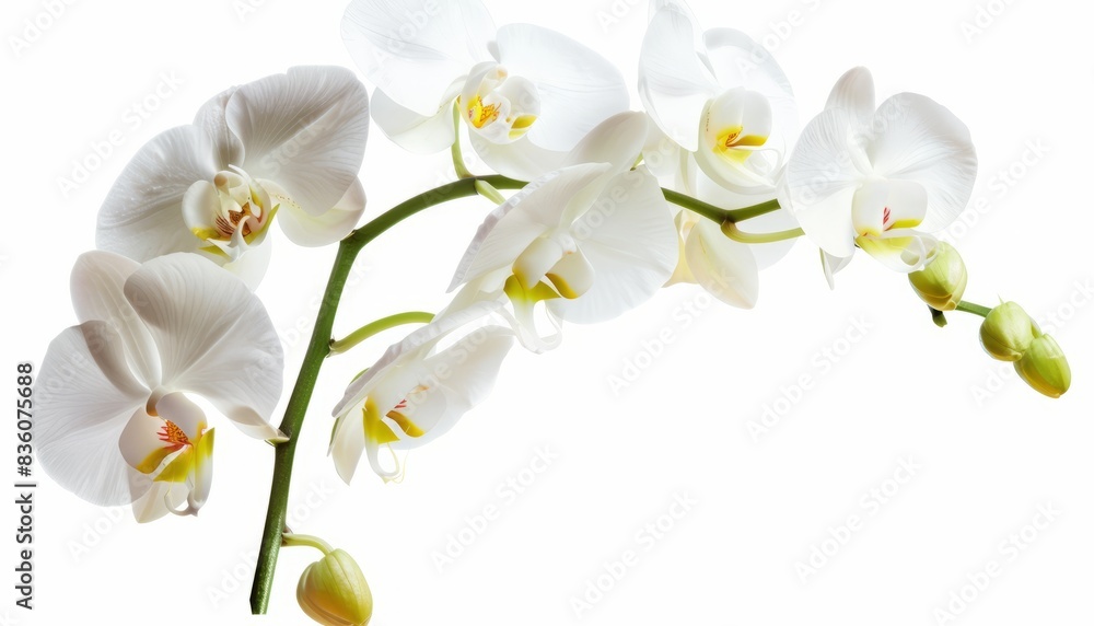 Obraz premium Stunning Solo: A Beautiful White Orchid Flower on White Background