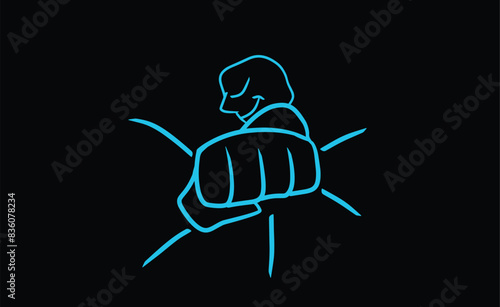 Illustration fist front view strong man ,bodybuilding ,fighting,combat,fitness
