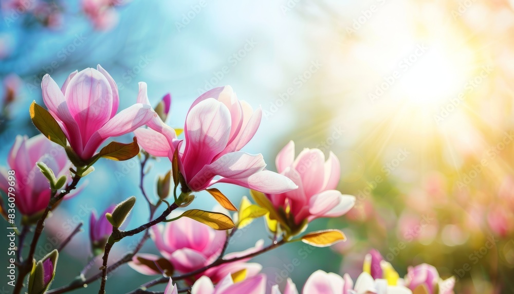 Fototapeta premium Enchanting Magnolia Blooms: A Captivating View of Keukenhof Park in the Netherlands