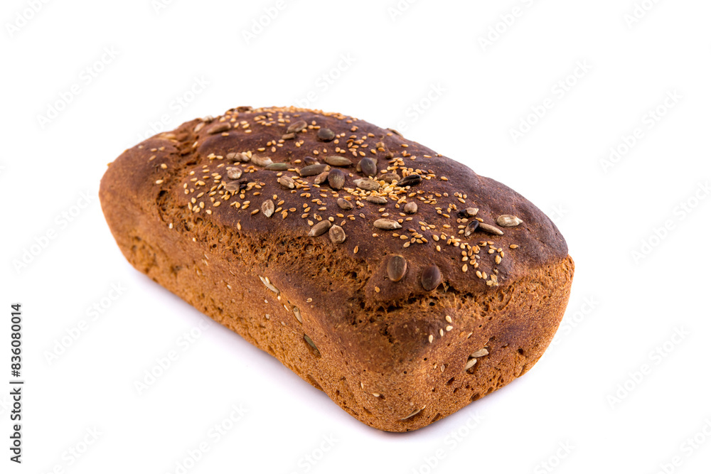 Brown bread on isolated white background. Top view. Flat lay. .rye bread Brown bread on isolated white background. Top view. Flat lay. .rye bread