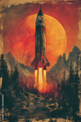 sonic space stunt poster, in the style of atmospheric landscape paintings, saturated palette