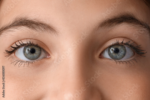 Little girl with green eyes, closeup