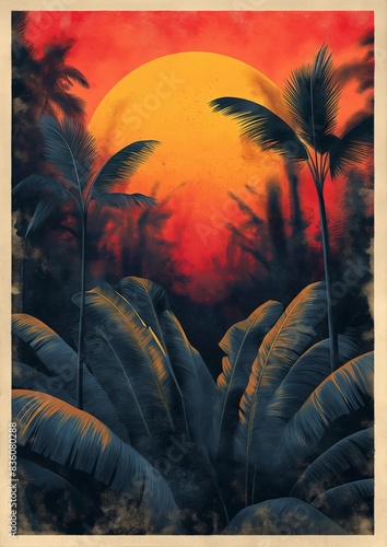 Minimalist Nature Print featuring an abstract representation of a rainforest canopy.