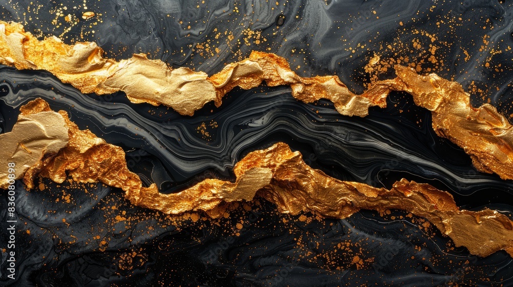Golden swirl, artistic design. Suminagashi – the ancient art of Japanese marbling. Golden swirl, artistic design. Suminagashi – the ancient art of Japanese marbling.