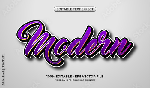 Modern text effect. Editable 3D purple text effect. Graffiti typography design