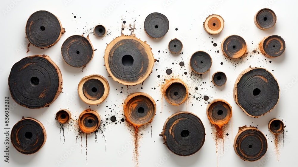 Fototapeta premium burnt holes on white background