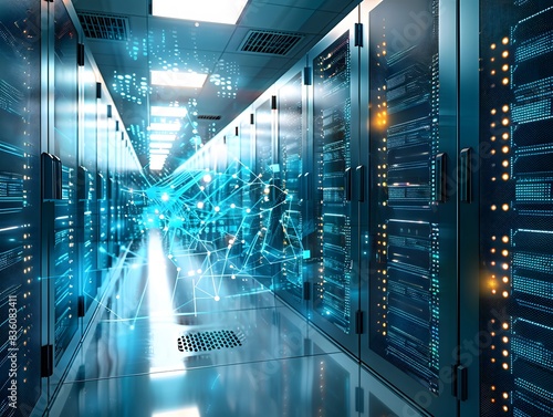 Illustration of Implementing robust cybersecurity measures to protect sensitive industrial data from breaches and unauthorized access. Ai Generate.