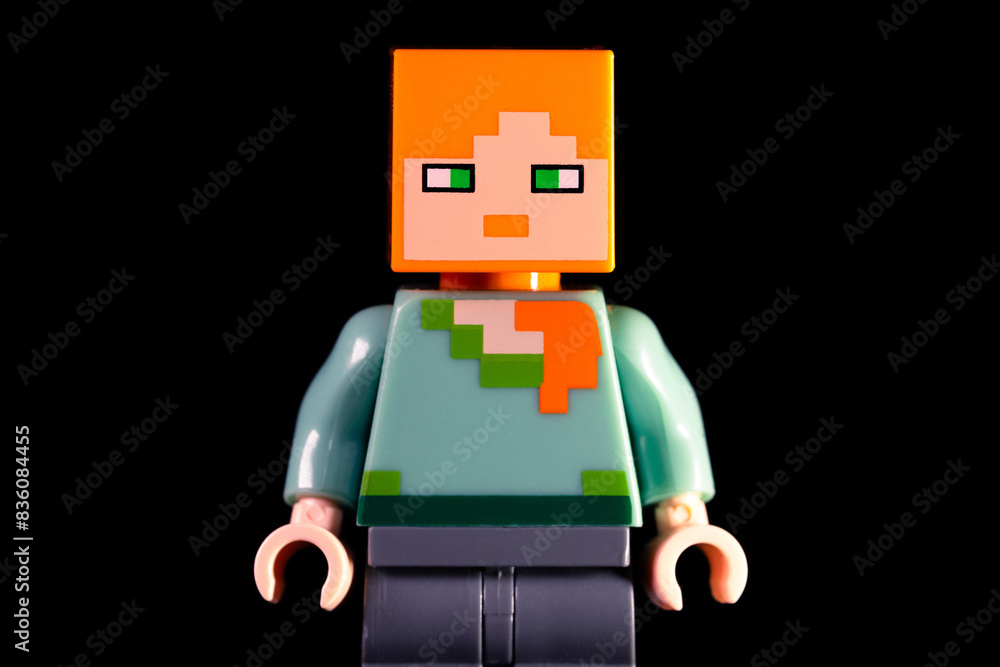 Naklejka premium LEGO Minecraft Alex with red hair and green eyes