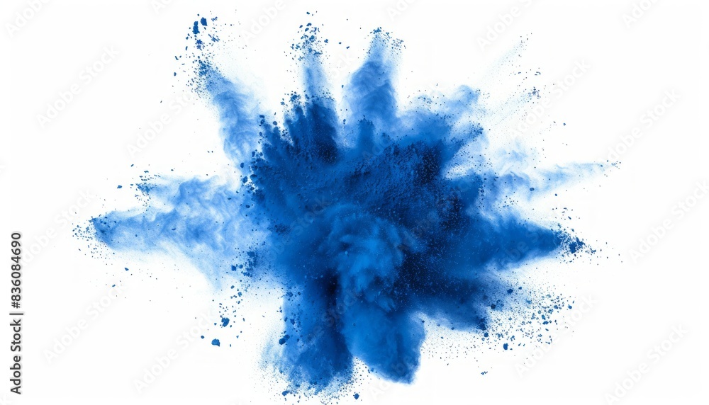 Vibrant Blue Powder Burst: A Captivating Explosion on a White Canvas Vibrant Blue Powder Burst: A Captivating Explosion on a White Canvas