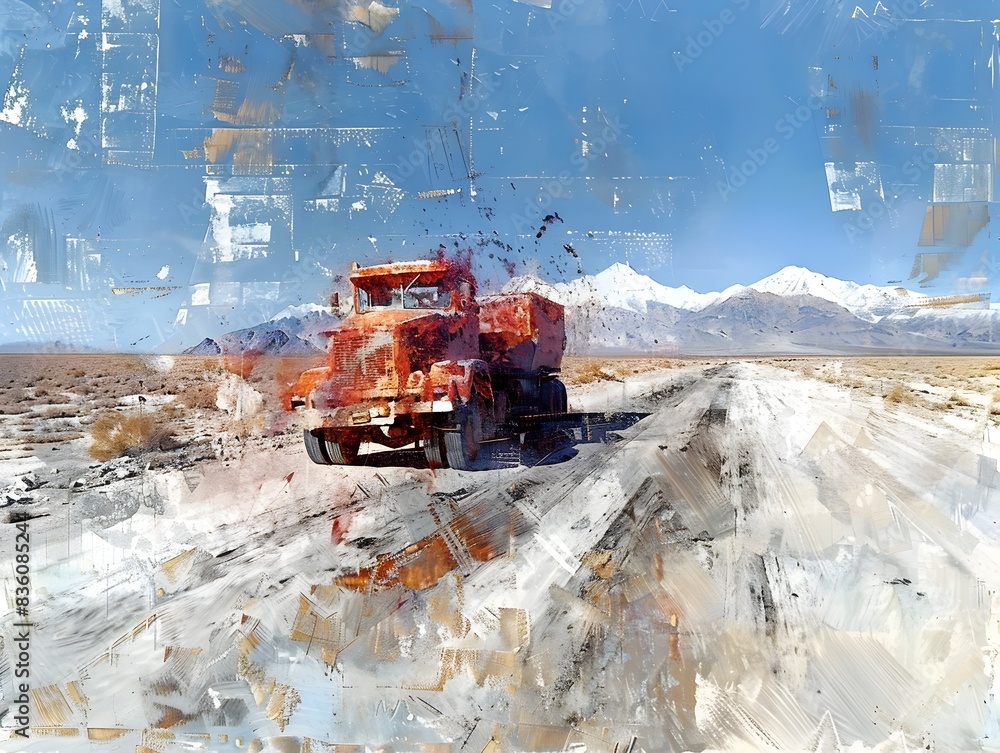 Rugged Terrain Traversal:A Winter Landscape Journey with Industrial Machinery Rugged Terrain Traversal:A Winter Landscape Journey with Industrial Machinery