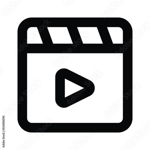Movie clapper board, filmmaking device icon in modern style, ready to use vector