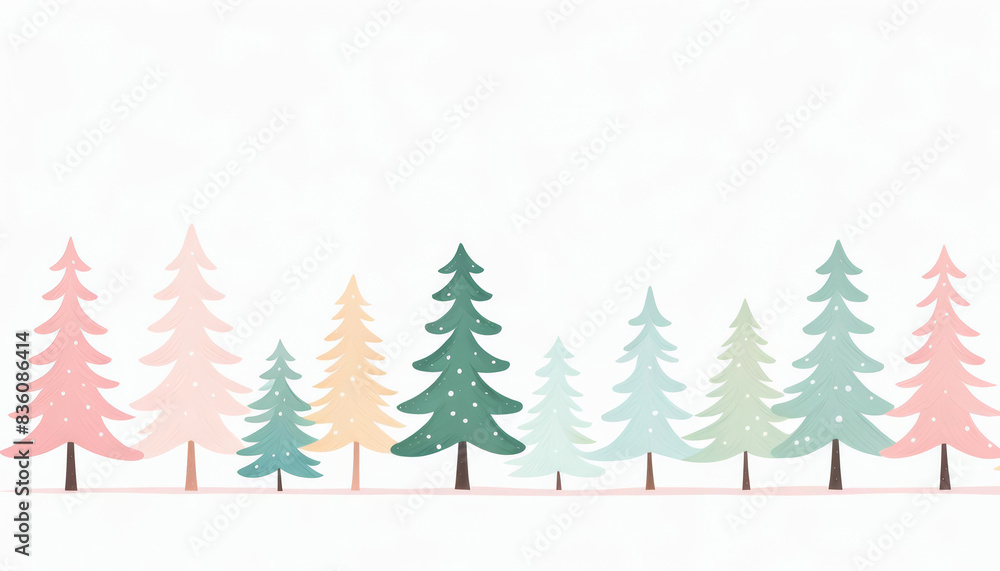 Cute christmas trees card with copy space Cute christmas trees card with copy space