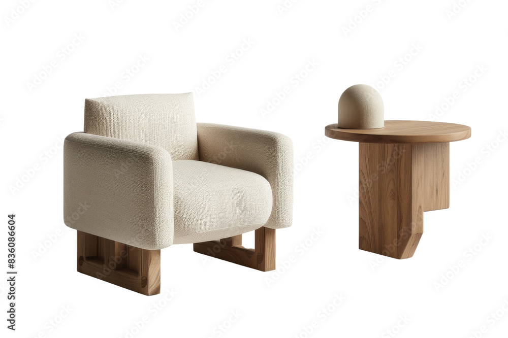 Modern Beige Armchair Isolated on Black Background Modern Beige Armchair Isolated on Black Background