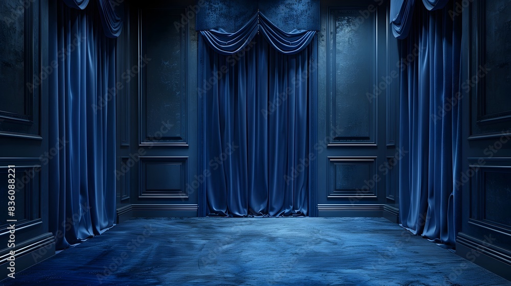 Fototapeta premium Elegant Deep Blue Velvet Backdrop for Luxury Product Presentation and Display