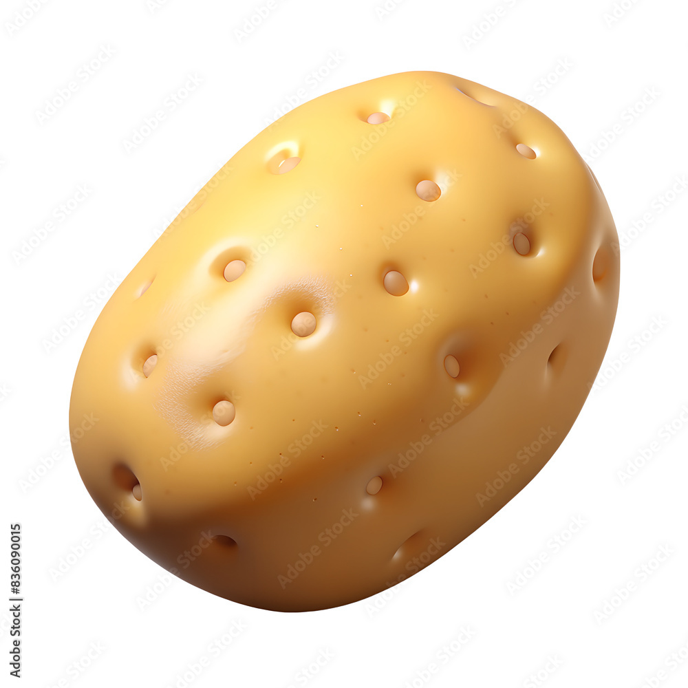 Close-Up of a Single Yellow Potato Against 3D render Close-Up of a Single Yellow Potato Against 3D render