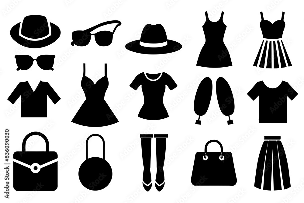 fashion set silhouette vector illustration fashion set silhouette vector illustration