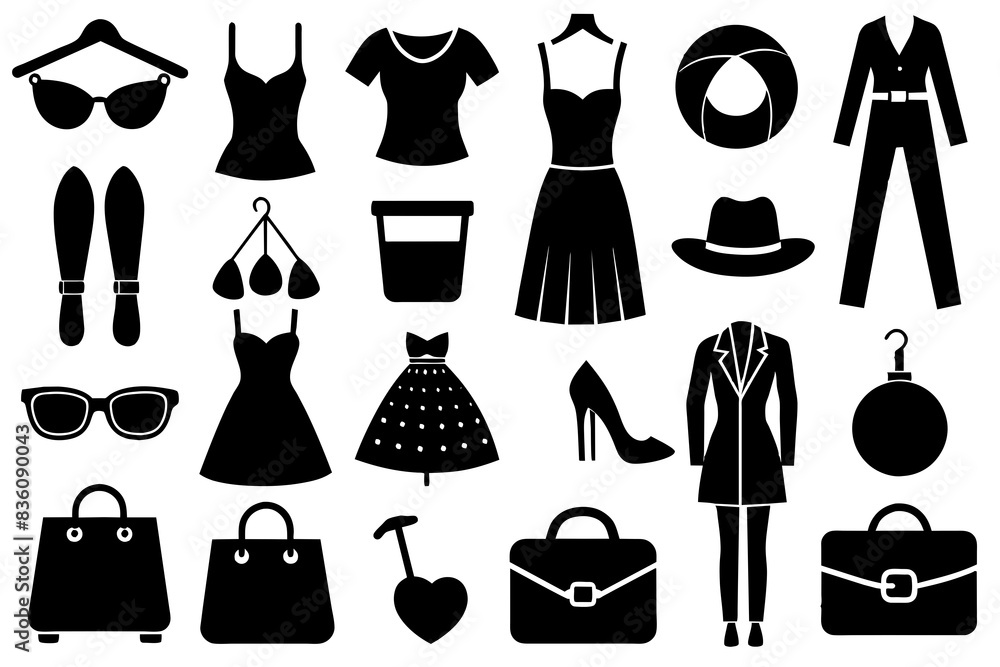 fashion set silhouette vector illustration fashion set silhouette vector illustration