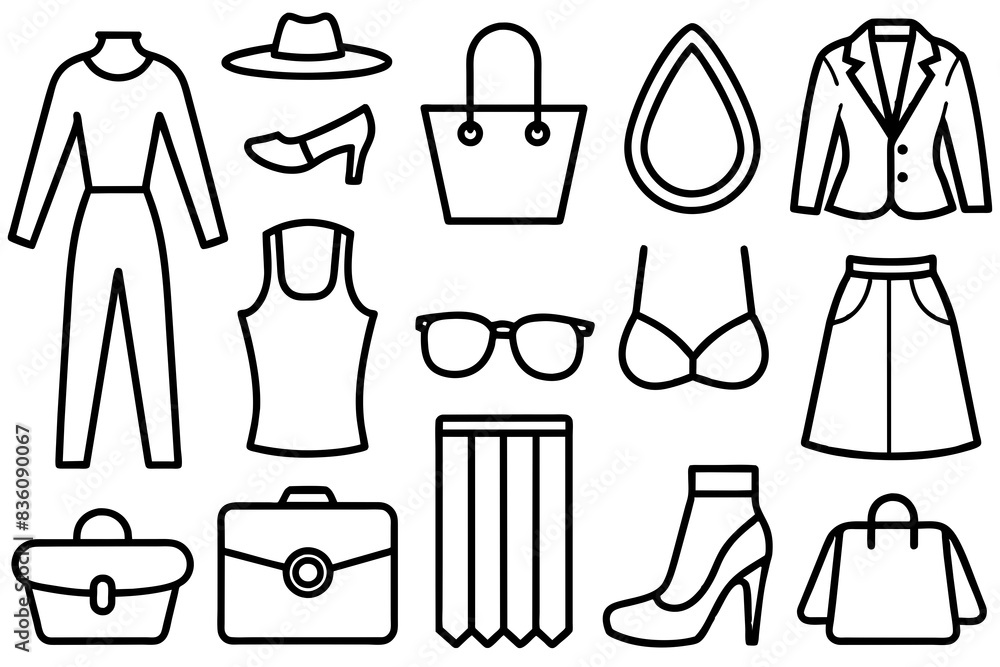 fashion set silhouette vector illustration fashion set silhouette vector illustration