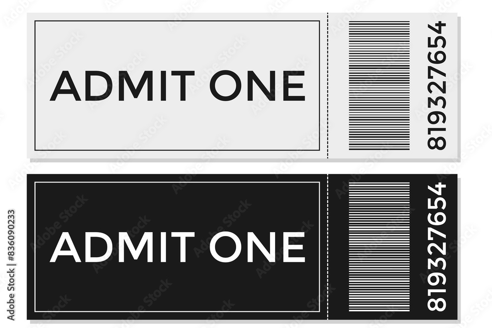 Black and white admit one tickets Black and white admit one tickets