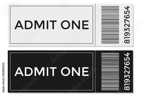 Black and white admit one tickets