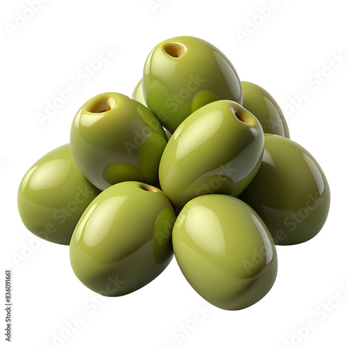 Green Olives Arranged 3D render