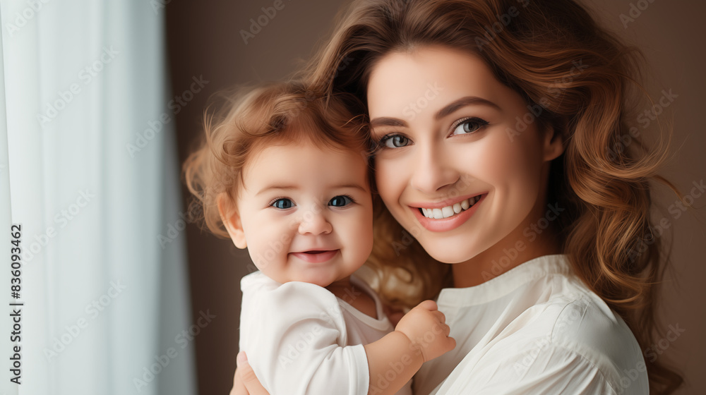 Happy mom with baby. woman holding a newborn baby Happy mom with baby. woman holding a newborn baby