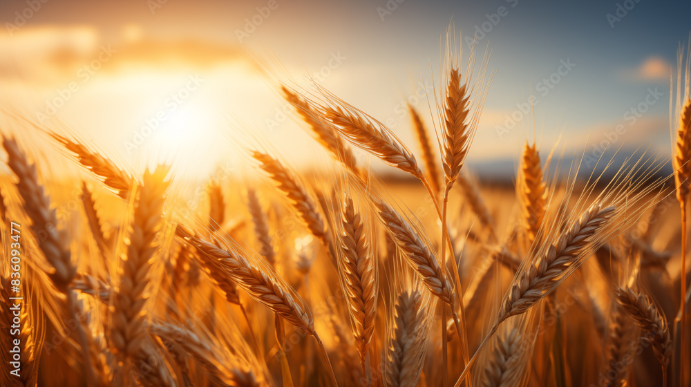 golden wheat field and sunny day golden wheat field and sunny day