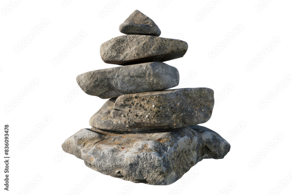 Zen stones pyramid isolated on transparent background