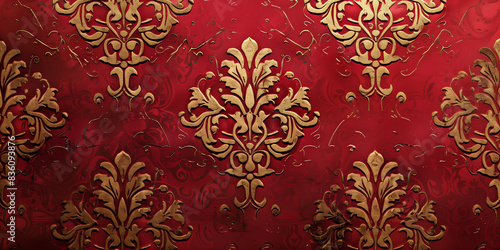 A red background with vintage golden patterns on a deep red backdrop.