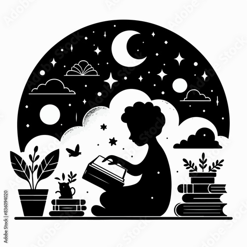 ilustration reading book