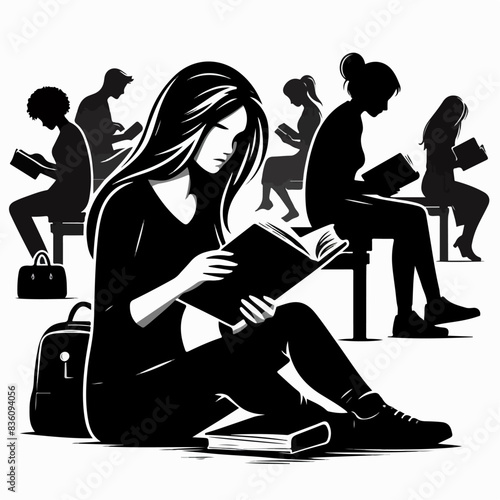 ilustration reading book