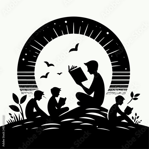 ilustration reading book