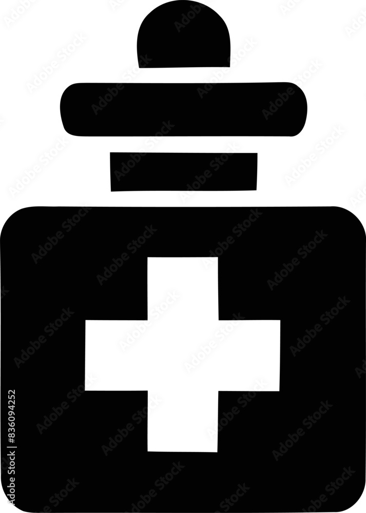 Medical Cross Capped with Pharmaceutical Bottle - Symbol of Healing and Medicine Medical Cross Capped with Pharmaceutical Bottle - Symbol of Healing and Medicine