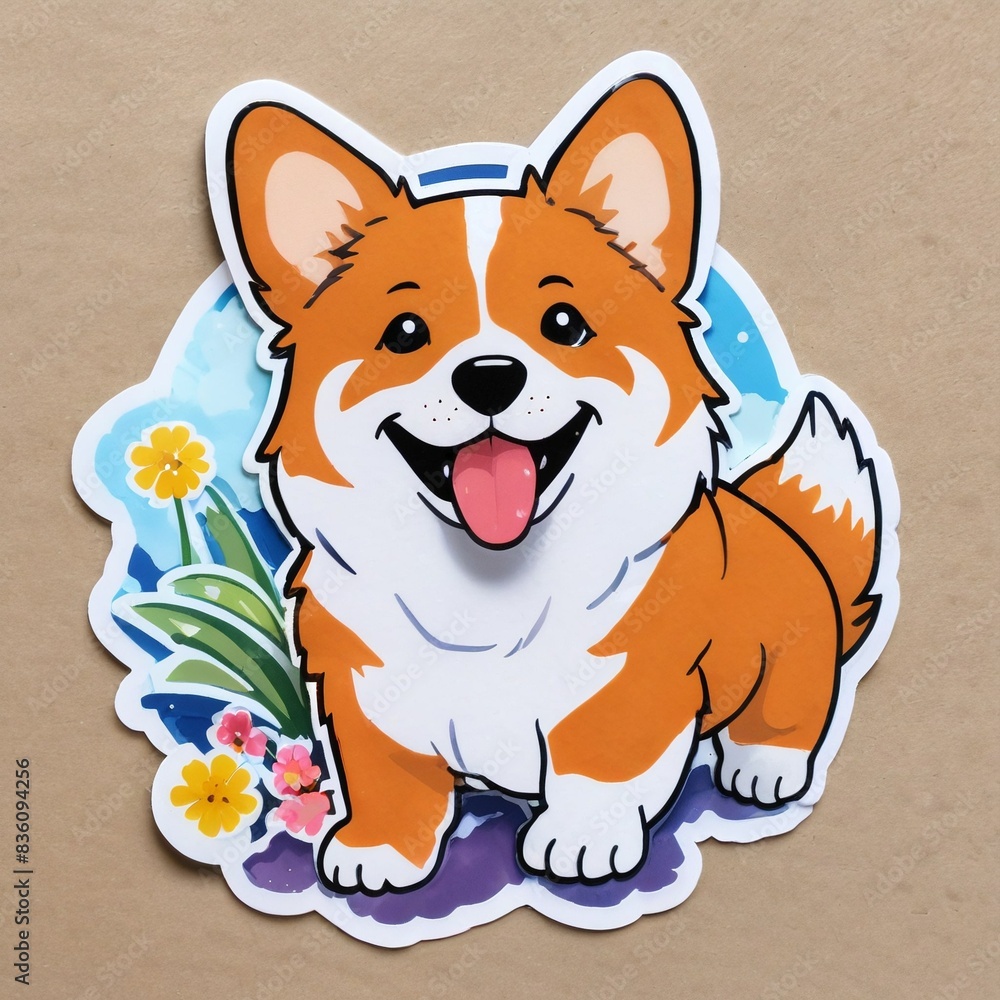 Illustration of a Corgi doggie on a neutral background. Can be used for stickers, for printing, for commercial purposes. Illustration of a Corgi doggie on a neutral background. Can be used for stickers, for printing, for commercial purposes.