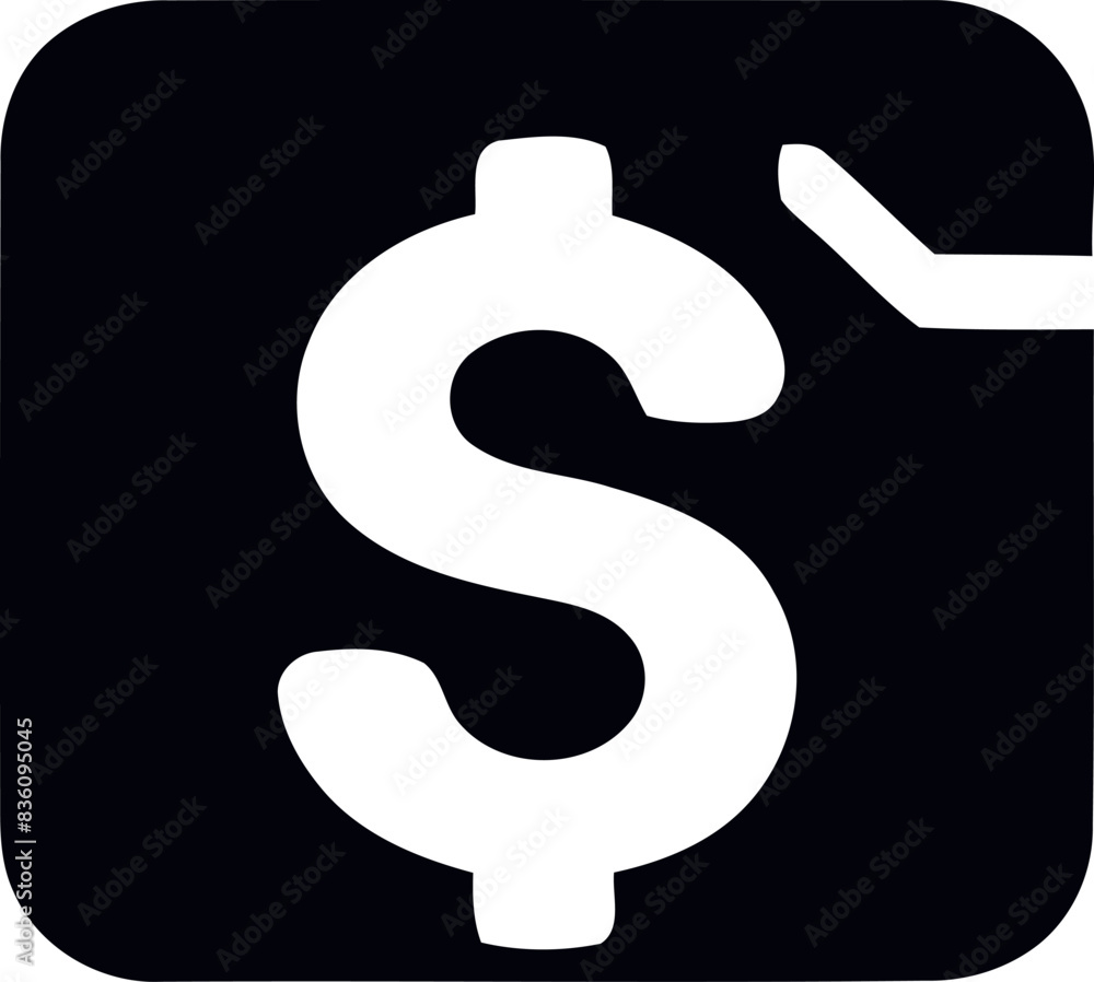Minimalist Dollar and 'S' Savings Icon - Black on White Minimalist Dollar and 'S' Savings Icon - Black on White