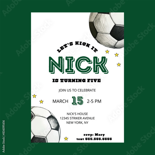 Ball of Soccer Birthday Invitation