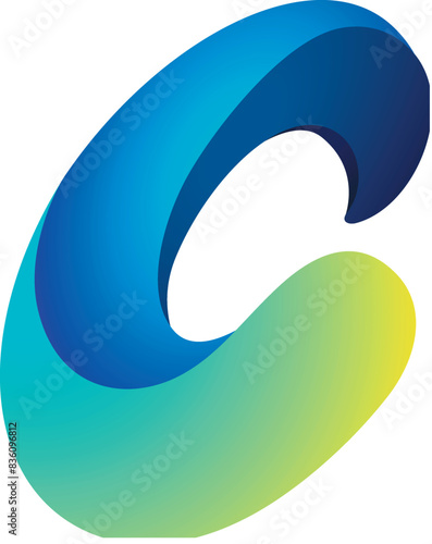 swirling yellow-blue shape on a white background. background excluded