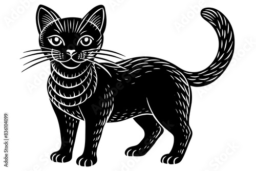  beautiful illustration vintage cat in sleek black © Jutish