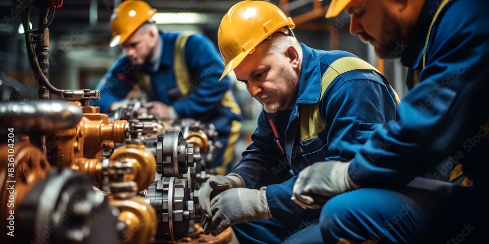 © Anastasiia - Maintenance team inspects and repairs equipment in oil and gas refineries. Concept Maintenance, Equipment Inspection, Repairs, Oil Refinery, Gas Refinery