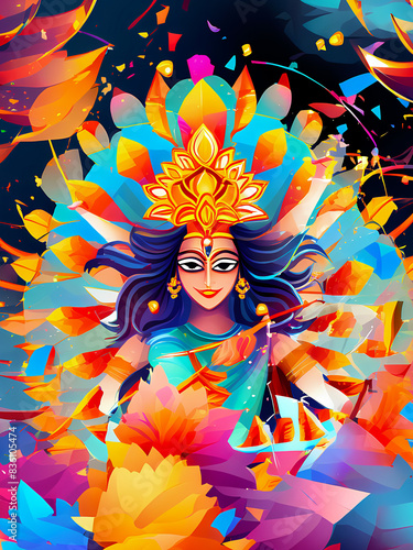 abstract digital painting of hindu deity  colorful festival background  graphic design illustration wallpaper