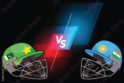 India VS Pakistan, Cricket Match concept with creative illustration of participant countries Batsman Helmets on background.