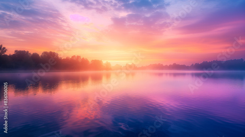 Serene Lakeside Sunrise  Generative Ai